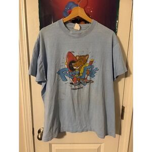 Vintage 90s Campmor River Rat Graphic T-Shirt Light Blue Single Stitch XL Mens